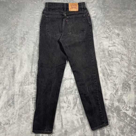 Vintage 1997 Levis 550 Black Denim Relaxed Fit Tapered Leg Womens Jeans 8 Reg L - Picture 8 of 13